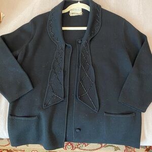 Vintage Marshall Field Black Cardigan Sweater